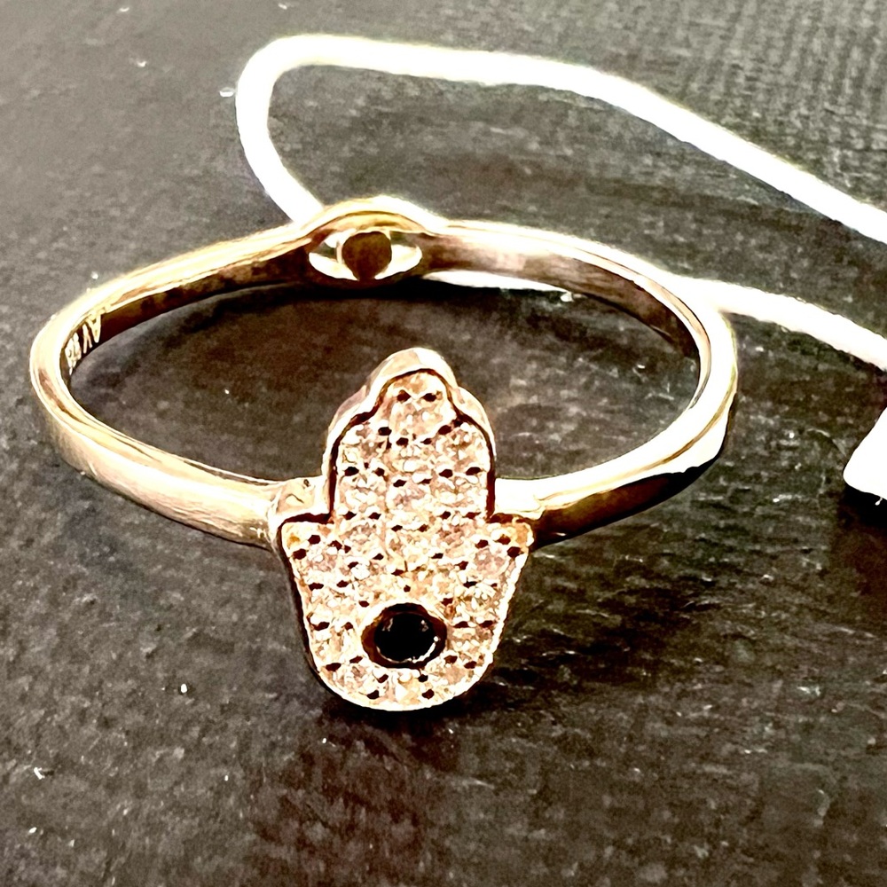 Argento Vivo Hamsa ring SZ 7 14k gold plated sterling